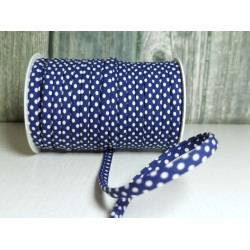 Spaghetti Band Kordel 7mm Polka Dots Pünkchten marine blau